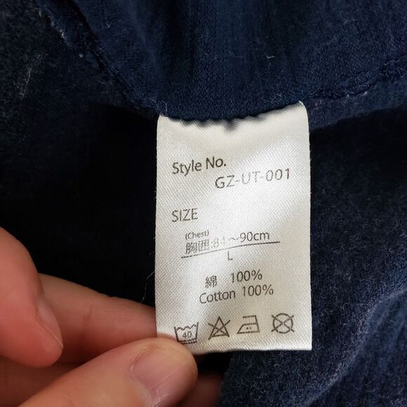 Godzilla Wave T-Shirt Toho Mens L Blue Short Sleeve Heavy Cotton Ukiyo-e - Picture 9 of 10